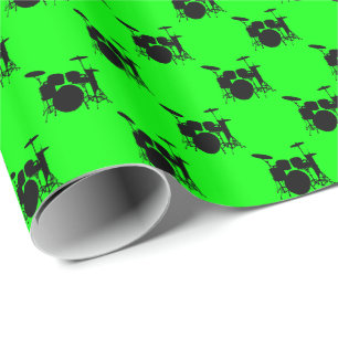 Papel De Regalo Conjunto de tambores negros musicales sobre fondo