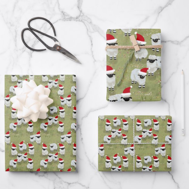 papel de regalo conjunto navideño con ovejas encan (Anverso)