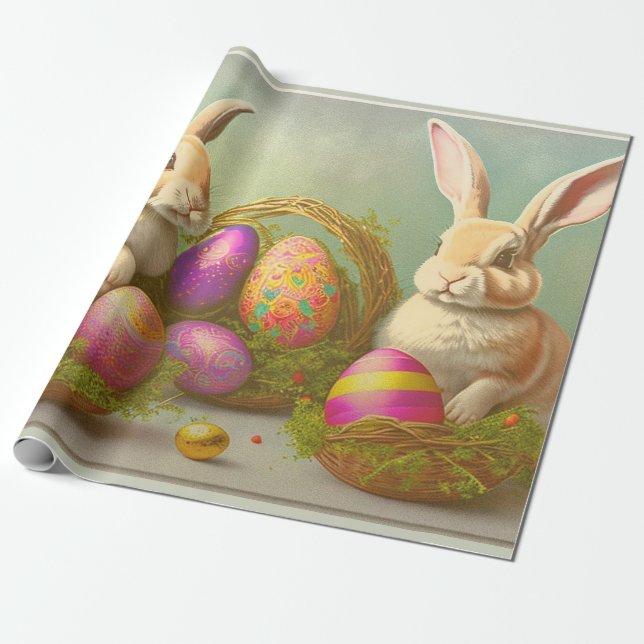 Papel De Regalo Conjuntos De Pascua En La Colección De Cestas (Desenrollado)
