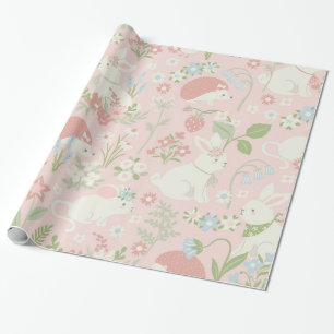 Papel De Regalo Conjuntos de primavera floral rosada
