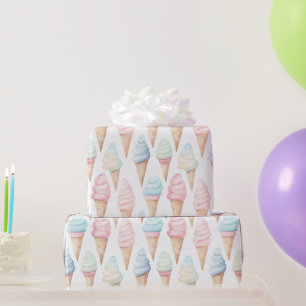 Papel De Regalo Conos de helado de menta rosa azul cumpleaños