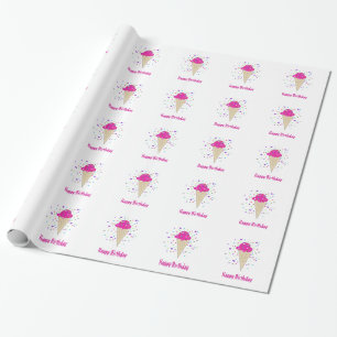 Papel De Regalo Conos de helado rosados
