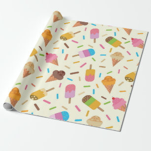 Papel De Regalo Conos de helado y paletas con sprinkles 