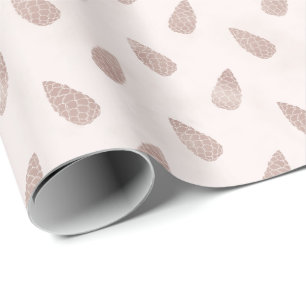 Papel De Regalo Conos de Pino Rosados Caprichosos Navidad Moderna