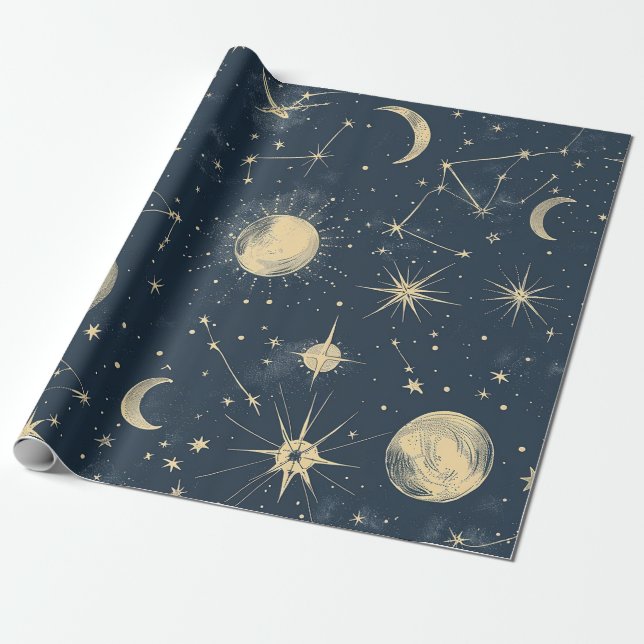 Papel De Regalo Constelación celeste - Noche estrellada (3) (Desenrollado)