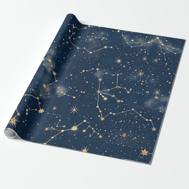 Papel De Regalo Constelación celeste - Noche estrellada (5) (Desenrollado)