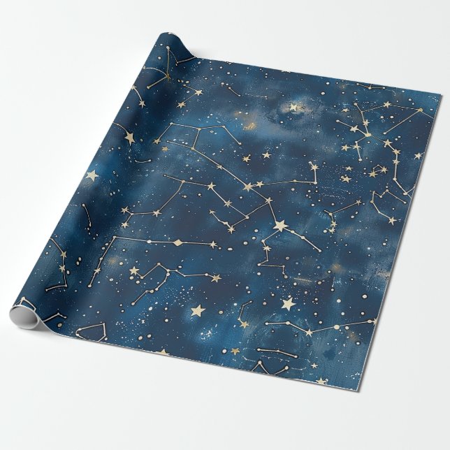 Papel De Regalo Constelación celeste - Noche estrellada (6) (Desenrollado)