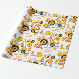 Papel De Regalo Construcción de carreteras Feliz cumpleaños person