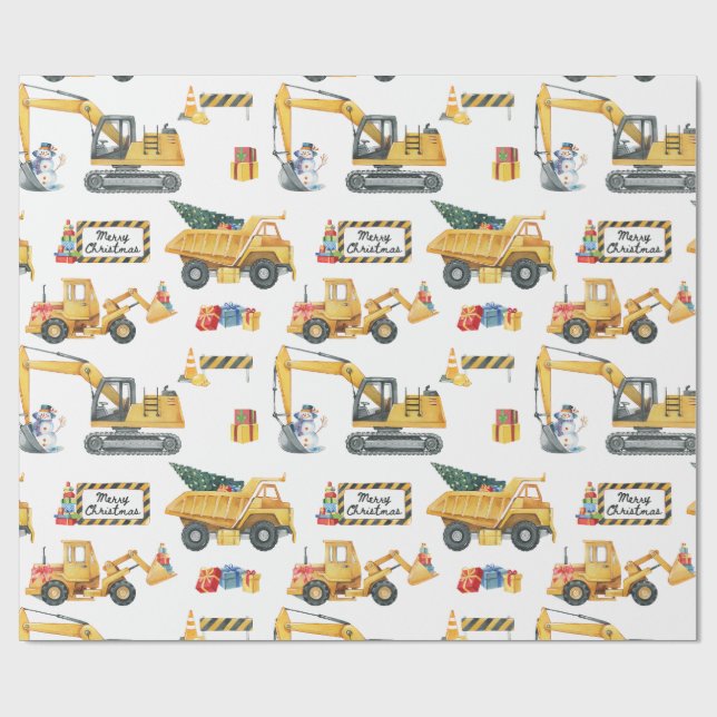 Papel De Regalo Construction Theme Christmas Wrapping Paper (Superficie plana)