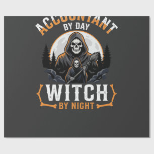 Papel De Regalo Contador de Halloween de Día Bruja de Noche Diseño