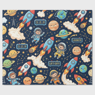 Papel de regalo Conteo atrás del Cohete Espacial