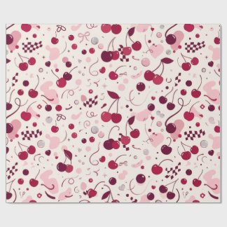 Papel de Regalo Continuo Cereza Rosa Y2K | Estétic