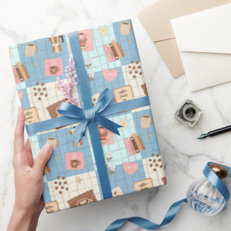 Papel de regalo continuo estético de patchwork pas