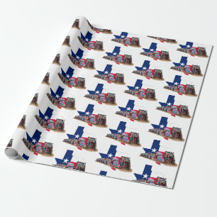Papel De Regalo Contorno del estado de Texas, colores y envoltura