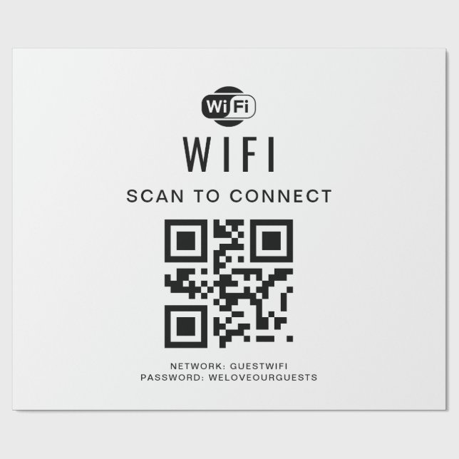 Papel De Regalo Contraseña Wifi | Código QR Escanear para Conectar (Superficie plana)