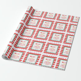 Papel De Regalo Control rojo brillante y merry personalizado