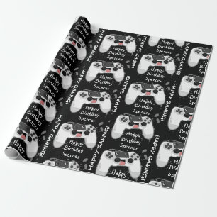 Papel De Regalo Controlador de juego feliz y sueco personalizado