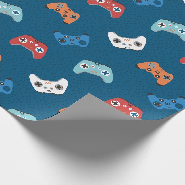 Papel De Regalo controladores de juegos azul oscuro (Esquina)