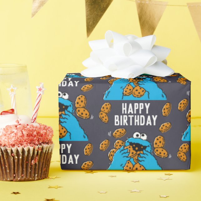 Papel De Regalo Cookie Monster Eating All the Cookies (Fiesta de cumpleaños )