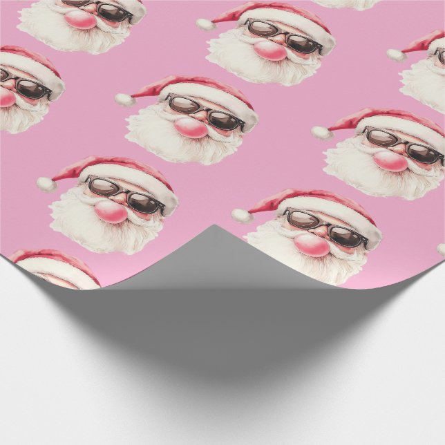 Papel De Regalo Cool Santa Bubble Gum Sunglasses Christmas Pink (Esquina)