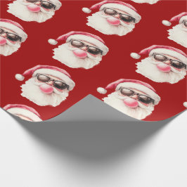 Papel De Regalo Cool Santa Bubble Gum Sunglasses Christmas Red