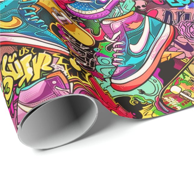Papel De Regalo Cool tiled pattern comic graffiti teen  (Esquina del rollo)