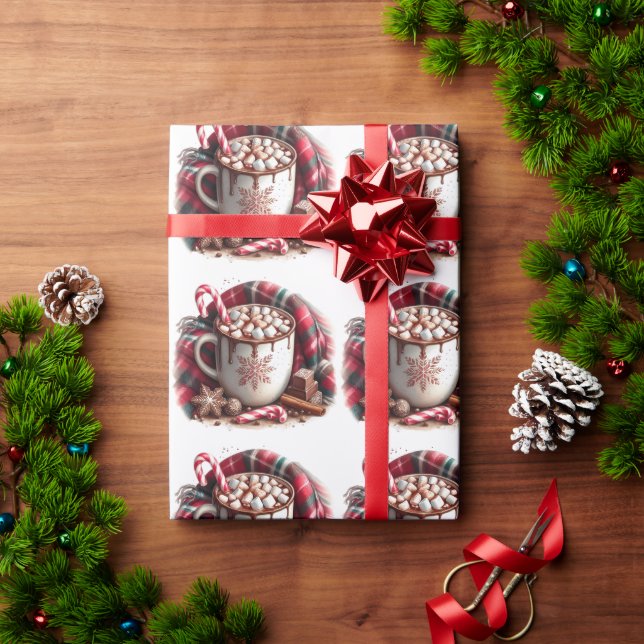 Papel De Regalo Copa Chocolate caliente Candy Cane Napkin tostado (Regalo de vacaciones)