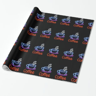 Papel De Regalo Copa De Café Sobre El Rótulo De Neón