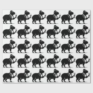 Papel De Regalo Copa de vino divertida de capybara minimalista mod