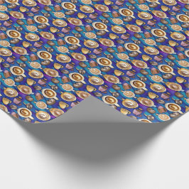 Papel De Regalo Copas De Café En Patrón De Acuarela Azul