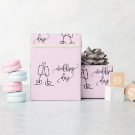 Papel De Regalo Copas de champán elegantes día de la boda rosa sin