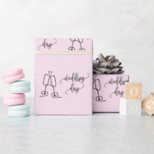 Papel De Regalo Copas de champán elegantes día de la boda rosa sin