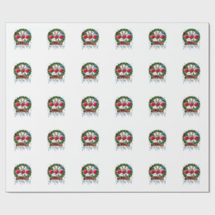 Papel De Regalo Copas de vino rojas de Navidad Corona de acebo Hom