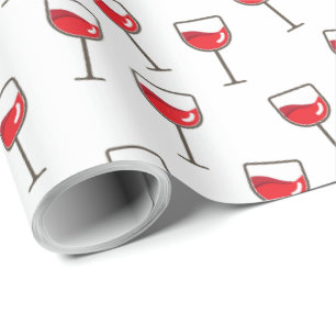 Papel De Regalo Copas de Vino Tinto Patrón sobre Blanco