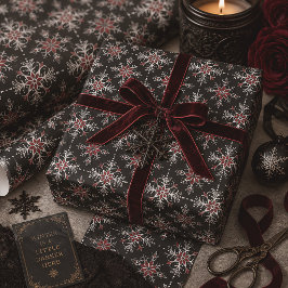 Papel De Regalo Copia de copos de nieve de Navidad góticos en negr