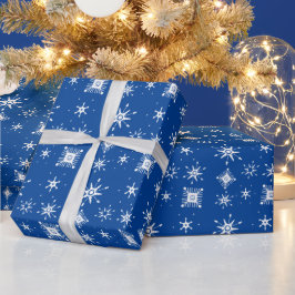Papel De Regalo Copia de Copos de Nieve Mezcla Geométrica Azul