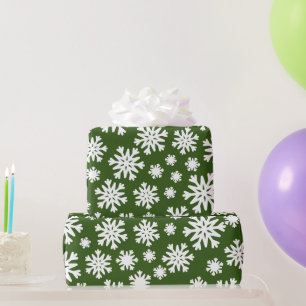 Papel De Regalo Copia de Navidad Copos de Nieve Blancos Verdes