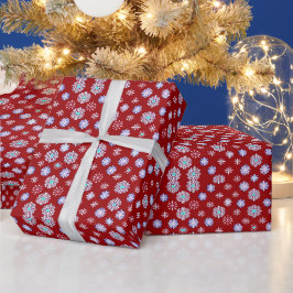 Papel De Regalo Copo de Nieve Antiguo sobre Rojo