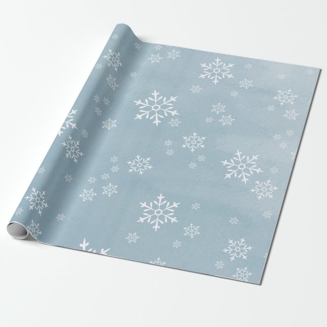 Papel De Regalo Copo de nieve azul de hielo claro (Desenrollado)