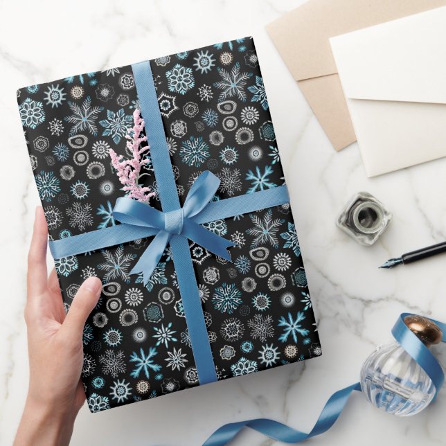 Papel De Regalo Copo de Nieve Azul de Navidad (Regalar)