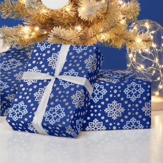 Papel de regalo Copo de Nieve Azul y Blanco