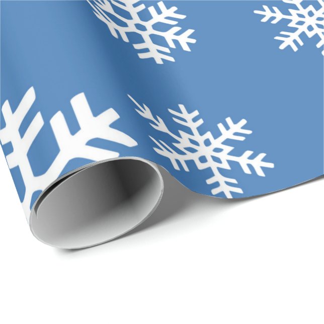 Papel De Regalo Copo de nieve azul y blanco para navidades (Esquina del rollo)