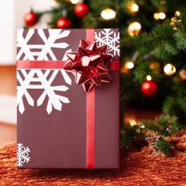 Papel De Regalo Copo de nieve blanco en regalo de feriado rojo