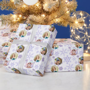 Papel De Regalo Copo de nieve de invierno y patrón de 3 fotos en m