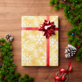 Papel De Regalo Copo de Nieve de Navidad Amarillo Miel Dorada Dulc
