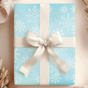 Papel De Regalo Copo de Nieve de Navidad Azul Patrón de Nieve