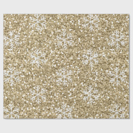 Papel De Regalo Copo de nieve de oro Purpurinoso