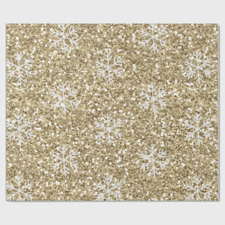 Papel De Regalo Copo de nieve de oro Purpurinoso