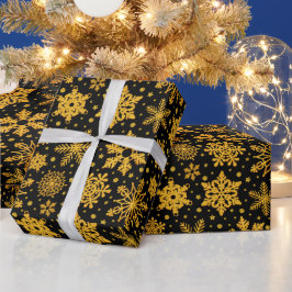 Papel De Regalo Copo de Nieve de Purpurina Dorada Falsa de Navidad