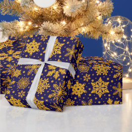 Papel De Regalo Copo de Nieve de Purpurina Dorada Falsa de Navidad